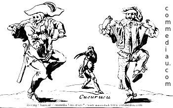 3 dancing Commedia dell'Arte Characters