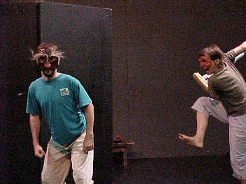 Fritz Grobe & Ayars Hemphill in masks performing